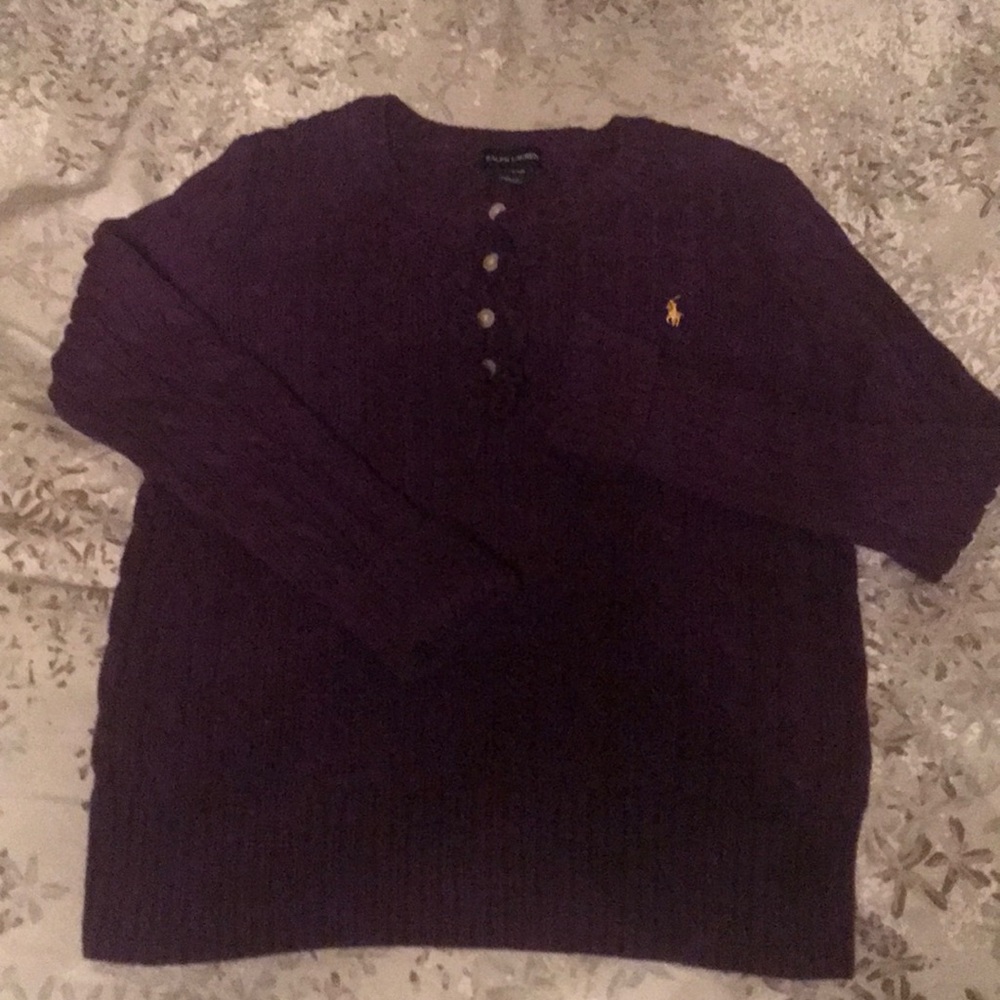 Ralph Lauren purple girl’s sweater 12/14 EUC